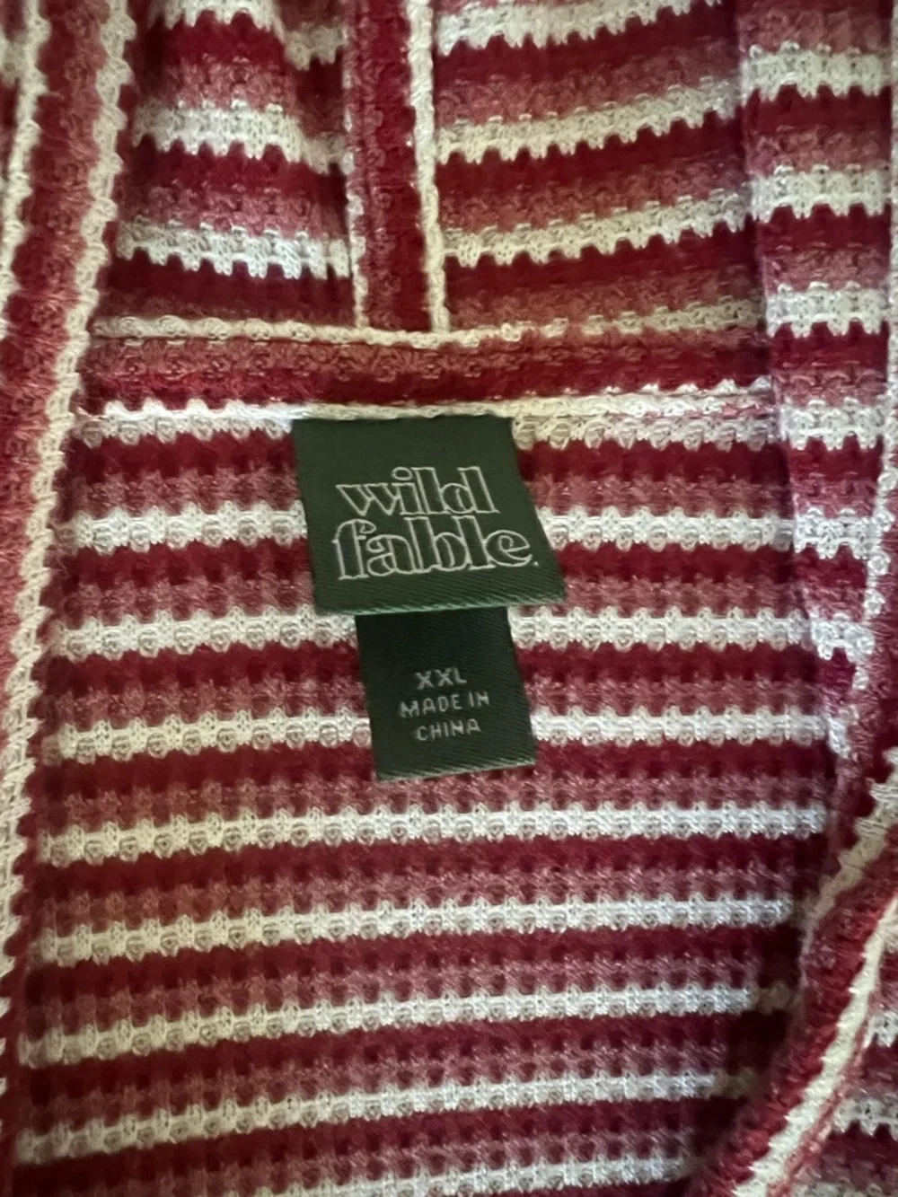 Wild Fable Striped Red Long-Sleeve Hooded Henley Top - Picture 5 of 7
